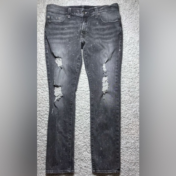 True Religion Jeans Mens 38 Rocco Relaxed Skinny Distressed Holes Streetwear - Picture 1 of 5